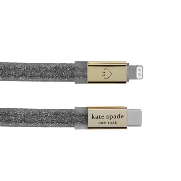 Kate Spade Black/Gold Lightening USB-C Jelly Cable - Picture 5 of 8